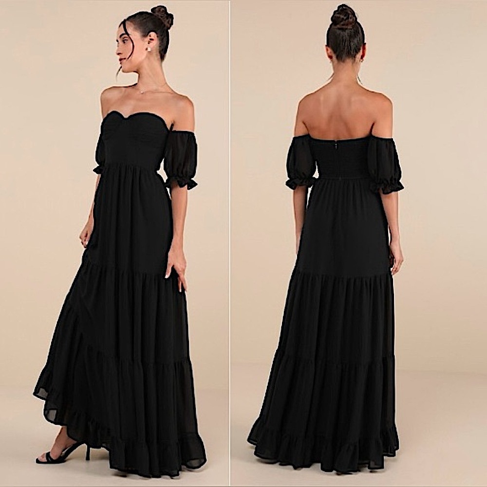 Lulu's Elegant Black Maxi Dress